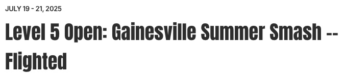 Level 5 Open: Gainesville Summer Smash